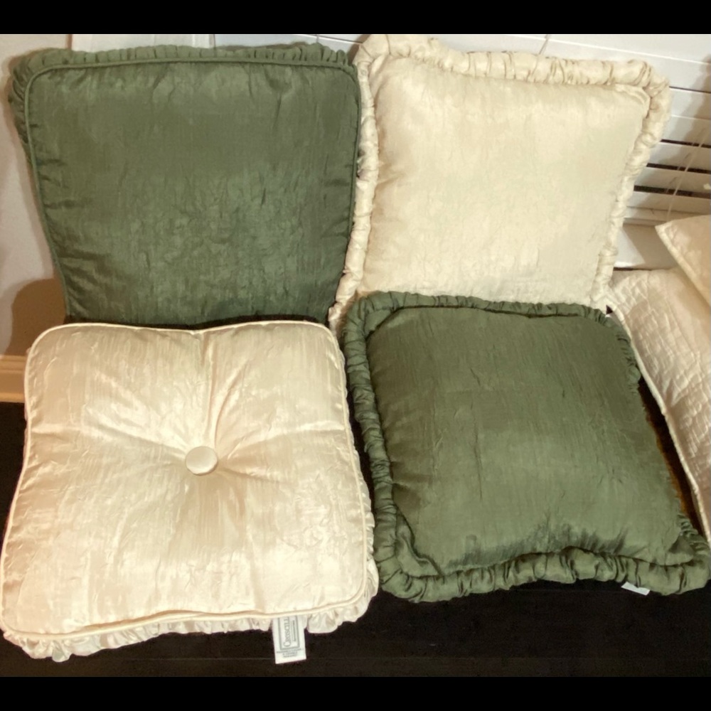 “SOLD” Croscill Taffeta Tufted Throw Pillows